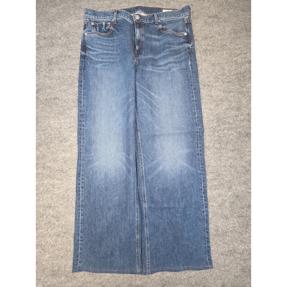 AYR THE MUST Jeans Women's 33L (FITS 34 x 32) Blue Wide Leg Stretch High-Rise